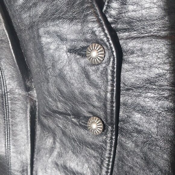 Vintage Diamond Leathers Women's Motorcycle Vest Sz 10 Black Goth Moto Bikercore - Picture 2 of 9